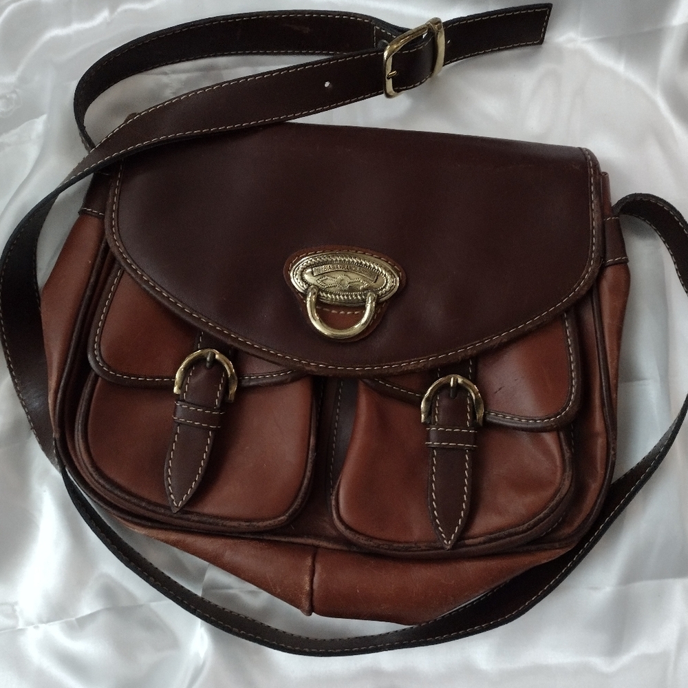 Francesco Biasia Vtg Leather Brown Saddle Bag Crossbody